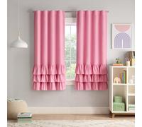 Eclipse Blackout Curtains, Tiered Ruffle Kids Curtains, 63 in x 40 in, Thermaback 100% Blackout Curtains with Rod Pocket Header, Curtains for Kids Room or Playroom, 1 Window Curtain, Pink