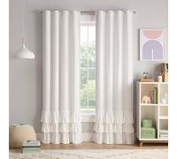 Eclipse Blackout Curtains, Tiered Ruffle Kids Curtains, 84 in x 40 in, Thermaback 100% Blackout Curtains with Rod Pocket Header, Curtains for Kids Room or Playroom, 1 Window Curtain, White