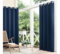 ECLIPSE Bradford Waterproof Blackout Thermal Insulated Grommet Outdoor Curtain for Patio or Porch (1 Panel), 52 in x 95 in, Navy