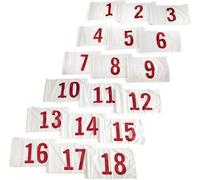 eclipse branding Numbered Golf Pin Tee Flags 1-18 yellow white blue or red with Ties for the pole, Golf Pin FLags Full Set (1-18 Yellow Flags Ties)