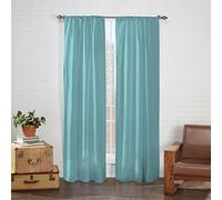 Eclipse Cadenza Microfiber Rod Pocket Panel Pair, Light Filtering Window Curtains, 54 in long x 40 in wide, (2 Panels), Aegean
