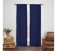 Eclipse Cadenza Microfiber Rod Pocket Panel Pair, Light Filtering Window Curtains, 54 in long x 40 in wide, (2 Panels), Navy