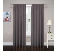 Eclipse Cadenza Microfiber Rod Pocket Panel Pair, Light Filtering Window Curtains, 63 in long x 40 in wide, (2 Panels), Smoke