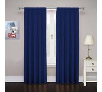 Eclipse Cadenza Microfiber Rod Pocket Panel Pair, Light Filtering Window Curtains, 63 in long x 40 in wide, (2 Panels), Navy