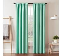 Eclipse Darrell Modern Blackout Thermal Rod Pocket Window Curtains for Bedroom or Living Room (Single Panel), 37 in x 84 in, Mint