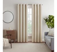 Eclipse Décor Quinn Textured Solid 100% Blackout Curtain, Absolute Zero Curtain for Privacy, Perfect as Living Room Curtains or Bedroom Curtains, 84 in Long x 50 in Wide, Linen