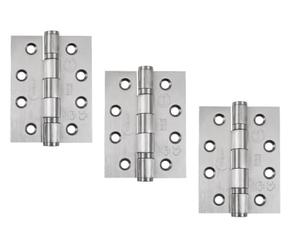 Eclipse Grade 13 Ball Bearing Fire Door Hinges, 4 Inch 102mm, Stainless Steel, Pack of 3 (Satin Stainless Steel)