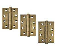 Eclipse Grade 13 Internal Fire Door Hinges, 4 Inch (102mm) Heavy Duty Stainless Steel, Pack of 3 (Matt Antique Brass)