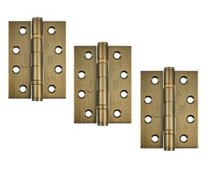 Eclipse Grade 13 Internal Fire Door Hinges, 4 Inch (102mm) Heavy Duty Stainless Steel, Pack of 3 (Matt Antique Brass)