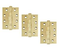Eclipse Grade 13 Internal Fire Door Hinges, 4 Inch (102mm) Heavy Duty Stainless Steel, Pack of 3 (Polished Brass)
