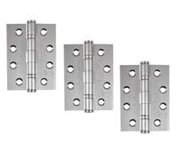 Eclipse Grade 13 Internal Fire Door Hinges, 4 Inch (102mm) Heavy Duty Stainless Steel, Pack of 3 (Polished Stainless Steel)