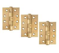 Eclipse Grade 13 Internal Fire Door Hinges, 4 Inch (102mm) Heavy Duty Stainless Steel, Pack of 3 (Satin Brass)