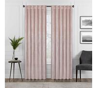 Eclipse Harper Velvet Rod Pocket Curtains for Bedroom, Single Panel, 50" x 108", Blush