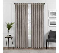 Eclipse Harper Velvet Rod Pocket Curtains for Bedroom, Single Panel, 50" x 84", Mushroom