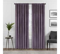 Eclipse Harper Velvet Rod Pocket Curtains for Bedroom, Single Panel, 50" x 95", Plum