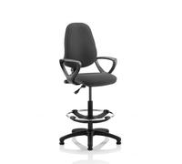 Eclipse I Lever Task Operator Chair Charcoal With Loop Arms With Hi Rise Draughtsman Kit