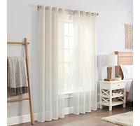 ECLIPSE Ines Printed Ombre Textured Light Filtering Grommet Window Curtains for Bedroom (2 Panels), 52 in x 95 in, Ivory