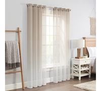 ECLIPSE Ines Printed Ombre Textured Light Filtering Grommet Window Curtains for Bedroom (2 Panels), 52 in x 63 in, Linen
