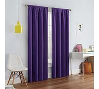 Eclipse Kendall Modern Blackout Thermal Rod Pocket Window Curtain for Bedroom or Living Room (1 Panel), 42" W x 84" L, Purple