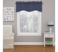 ECLIPSE Kendall Modern Scalloped Valance Rod Pocket Window Curtain for Kitchen or Bathroom, 42" x 18", Denim