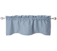 ECLIPSE Kendall Modern Scalloped Valance Rod Pocket Window Curtain for Kitchen or Bathroom, 42" x 18", Slate