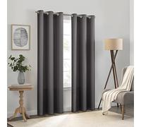 Eclipse Kendall Solid Textured Blackout Thermal Insulated Lining Grommet Window Curtain for Bedroom (1 Panel), 42 in x 54 in, Charcoal