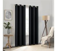 Eclipse Kendall Solid Textured Blackout Thermal Insulated Lining Grommet Window Curtain for Bedroom (1 Panel), 42 in x 63 in, Black