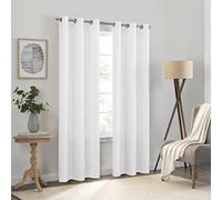 Eclipse Kendall Solid Textured Blackout Thermal Insulated Lining Grommet Window Curtain for Bedroom (1 Panel), 42 in x 84 in, White