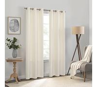 Eclipse Kendall Solid Textured Blackout Thermal Insulated Lining Grommet Window Curtain for Bedroom (1 Panel), 42 in x 84 in, Ivory