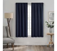 Eclipse Kendall Textured Blackout Thermal Rod Pocket Window Curtain, Insulating & Noise Reducing Curtains for Bedroom or Living Room (1 Panel), 63 in Long x 42 in Wide, Indigo