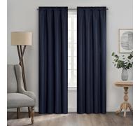 Eclipse Kendall Textured Blackout Thermal Rod Pocket Window Curtain, Insulating & Noise Reducing Curtains for Bedroom or Living Room (1 Panel), 84 in Long x 42 in Wide, Indigo
