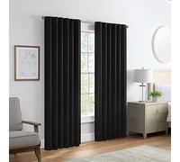 Eclipse Langley Solid Tripleweave Room Darkening Rod Pocket Window Curtains (2 Panels), 52 in x 63 in, Black