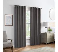 Eclipse Langley Solid Tripleweave Room Darkening Rod Pocket Window Curtains (2 Panels), 52 in x 84 in, Grey