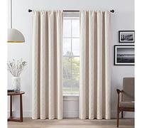 ECLIPSE Lollie Total Privacy Blackout Rod Pocket Trellis Design Window Curtains (2 Panels), 52 in x 84 in, Ivory