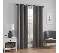 ECLIPSE Microfiber Total Privacy Blackout Thermal Grommet Window Curtain for Bedroom (1 Panel), 42 in x 84 in, Smoke