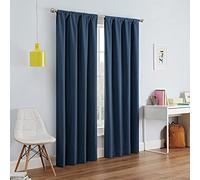 Eclipse Modern Blackout Thermal Rod Pocket Window Curtain for Bedroom or Living Room (1 Panel), Polyester Microfiber Fabric, Denim, 42" W x 54" L (Pack of 1)