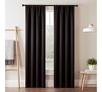 Eclipse Modern Blackout Thermal Rod Pocket Window Curtains for Bedroom or Living Room (Single Panel), Polyester, Black, 37" W x 63" L (Pack of 1)