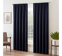 Eclipse Modern Room Darkening Thermal Rod Pocket Window Curtain for Bedroom (1 Panel), Polyester, Midnight, 52" W x 63" L (Pack of 1)