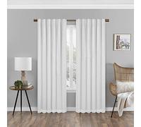 Eclipse Nora Solid Modern 100% Blackout Thermal Rod Pocket Window Curtain for Bedroom or Living Room (1 Panel), 50 in x 95 in, White