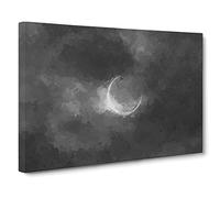Eclipse Of The Moon Canvas Print | Gallery Wrapped 30mm Frame Wall Art | 30x20 inches | Ready to Hang | Abstract Space Picture | Living Room Bedroom Lounge Office
