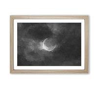 Eclipse of The Moon in Abstract Framed Print | A2 Oak Framed Wall Art | Ready to Hang | Abstract Space Picture | Living Room Bedroom Lounge Office