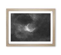 Eclipse Of The Moon In Abstract Modern Art Framed Print | A3 Oak Framed Wall Art | Ready to Hang | Abstract Space Picture | Living Room Bedroom Lounge Office