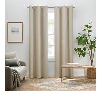 Eclipse Pembroke Blackout, Faux Linen Grommet Window Curtains, 63 in Long x 42 in Wide, Thermal Insulated and Noise Reducing Curtains for Living Room, Bedroom or Media Room, 2 Curtain Panels, Linen