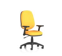 Eclipse Plus I Lever Task Operator Chair With Height Adjustable And Folding Arms Bespoke Colour Back And Seat Senna Yellow
