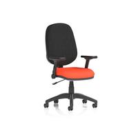 Eclipse Plus I Lever Task Operator Chair With Height Adjustable And Folding Arms Bespoke Colour Seat Tabasco Orange
