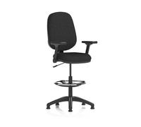 Eclipse Plus I Lever Task Operator Chair With High Rise Draughtsman Kit With Height Adjustable And Folding Arms Black