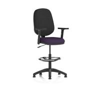Eclipse Plus I Lever Task Operator Chair With High Rise Draughtsman Kit With Height Adjustable Arms Bespoke Colour Seat Tansy Purple