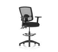 Eclipse Plus II Lever Task Operator Chair Deluxe Mesh Back With High Rise Draughtsman Kit With Height Adjustable Arms Black