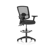 Eclipse Plus II Lever Task Operator Chair Deluxe Mesh Back With High Rise Draughtsman Kit With Height Adjustable And Folding Arms Black Bonded Leather
