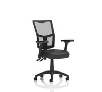 Eclipse Plus II Lever Task Operator Chair Mesh Back With Height Adjustable And Folding Arms Black Bonded Leather